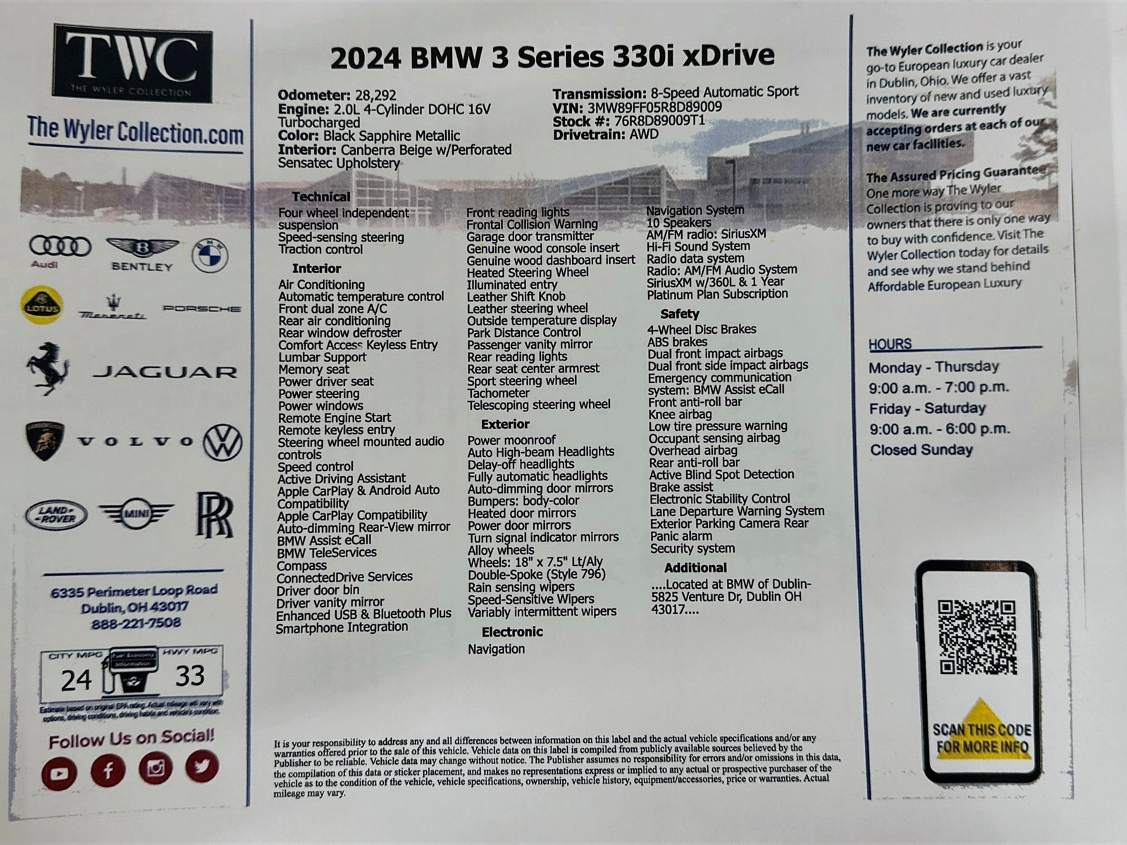 Used 2024 BMW 330i xDrive Sedan w/ Convenience Package AWD/4WD image 46
