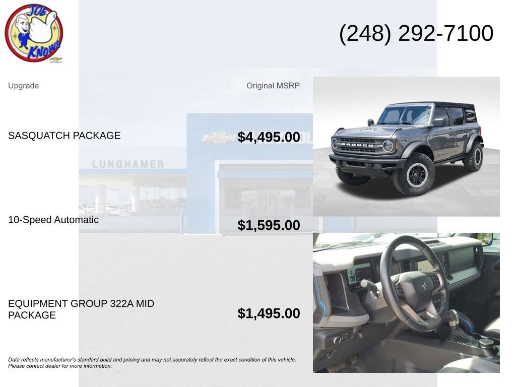 Used 2021 Ford Bronco Black Diamond w/ Sasquatch Package AWD/4WD image 5