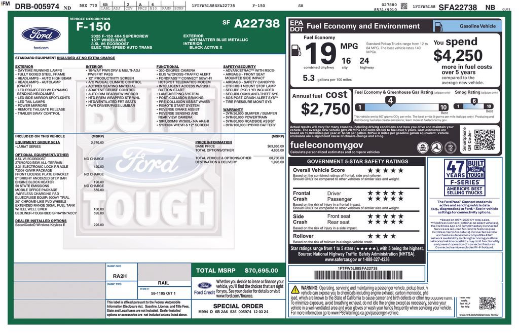 Used 2025 Ford F150 Lariat w/ Equipment Group 501A Mid AWD/4WD image 39