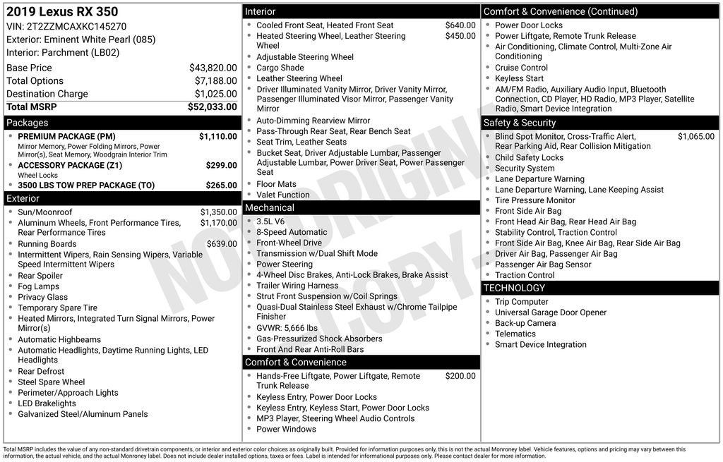 Used 2019 Lexus RX 350 FWD w/ Premium Package image 52