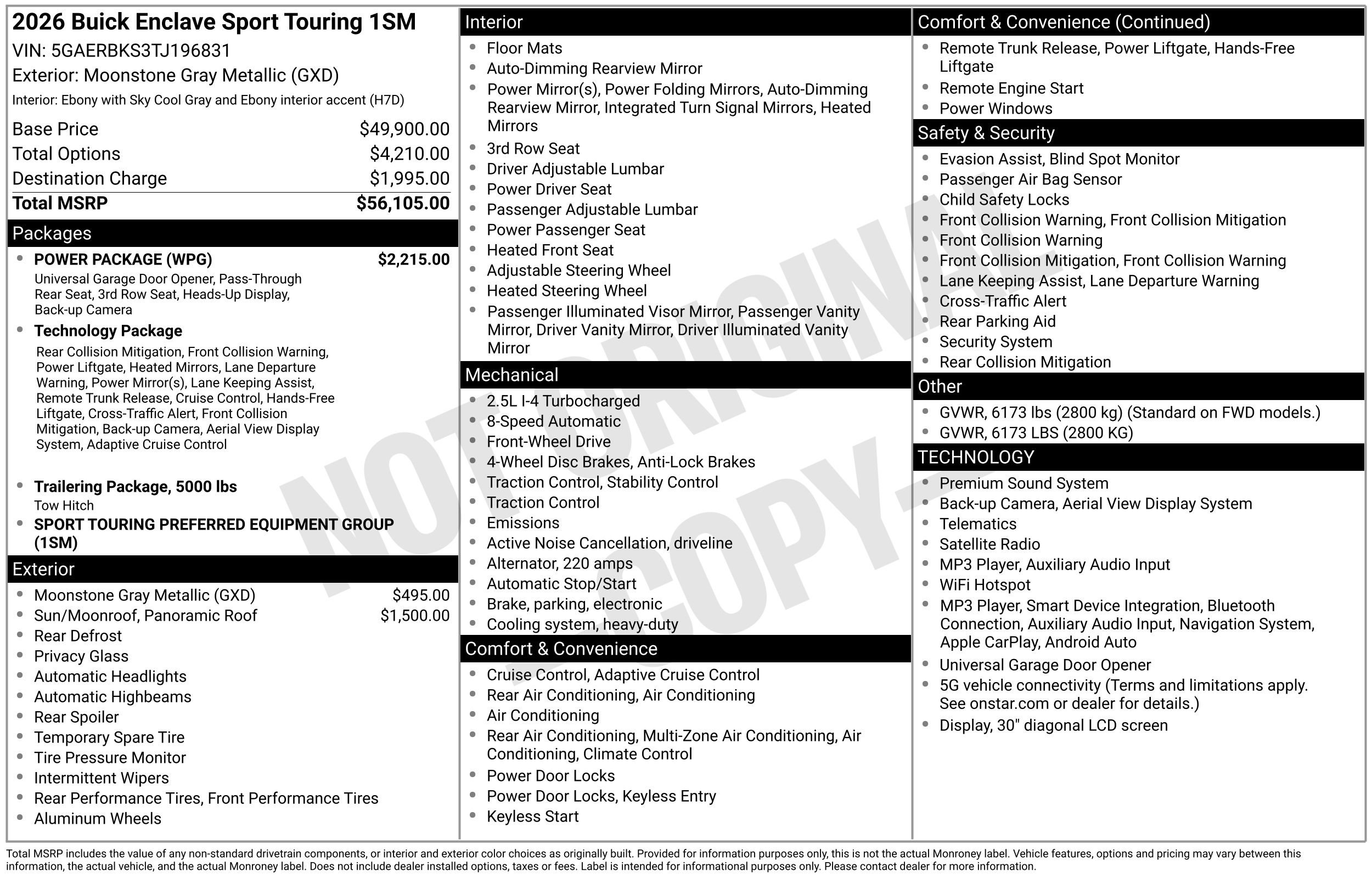 New 2026 Buick Enclave Sport Touring w/ Power Package FWD image 3