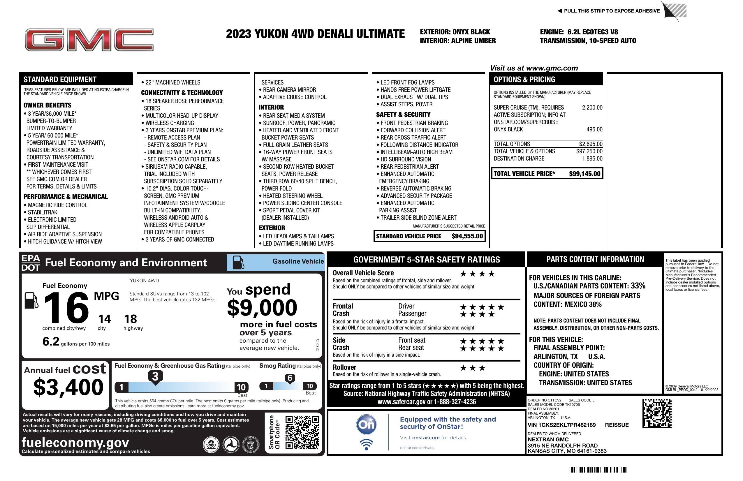 Used 2023 GMC Yukon Denali Ultimate AWD/4WD image 3