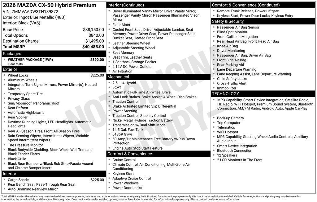 New 2026 MAZDA CX-50 AWD 2.5 Hybrid w/ Weather Package image 25