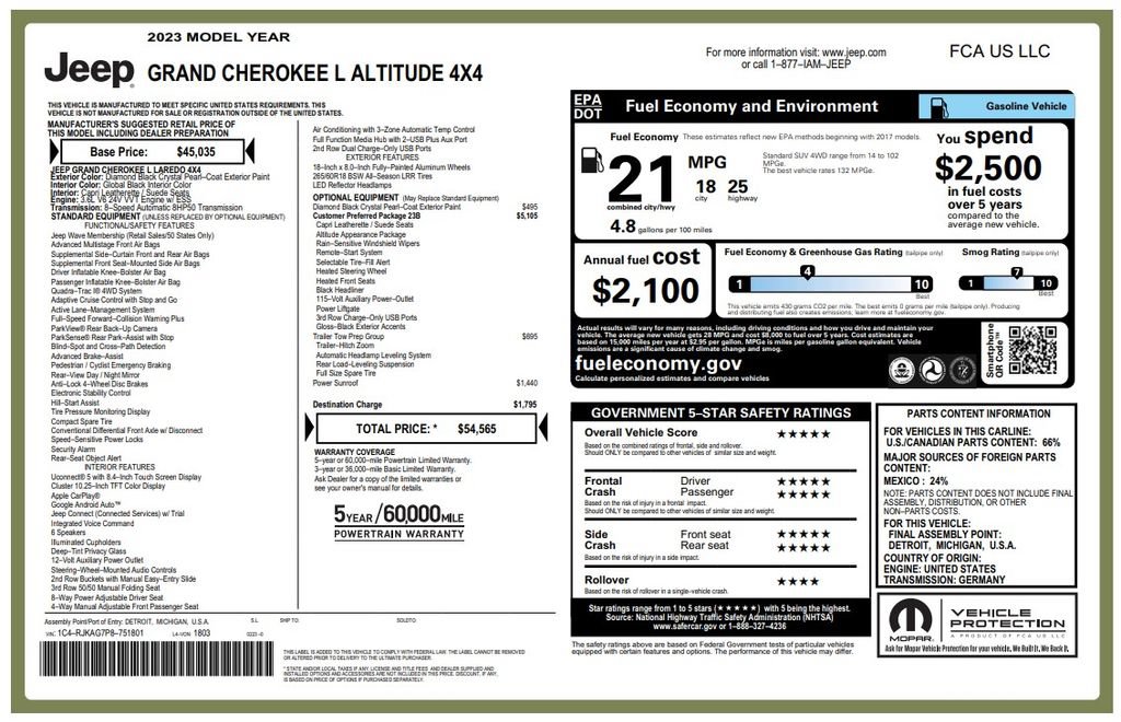Certified 2023 Jeep Grand Cherokee L Laredo AWD/4WD image 4