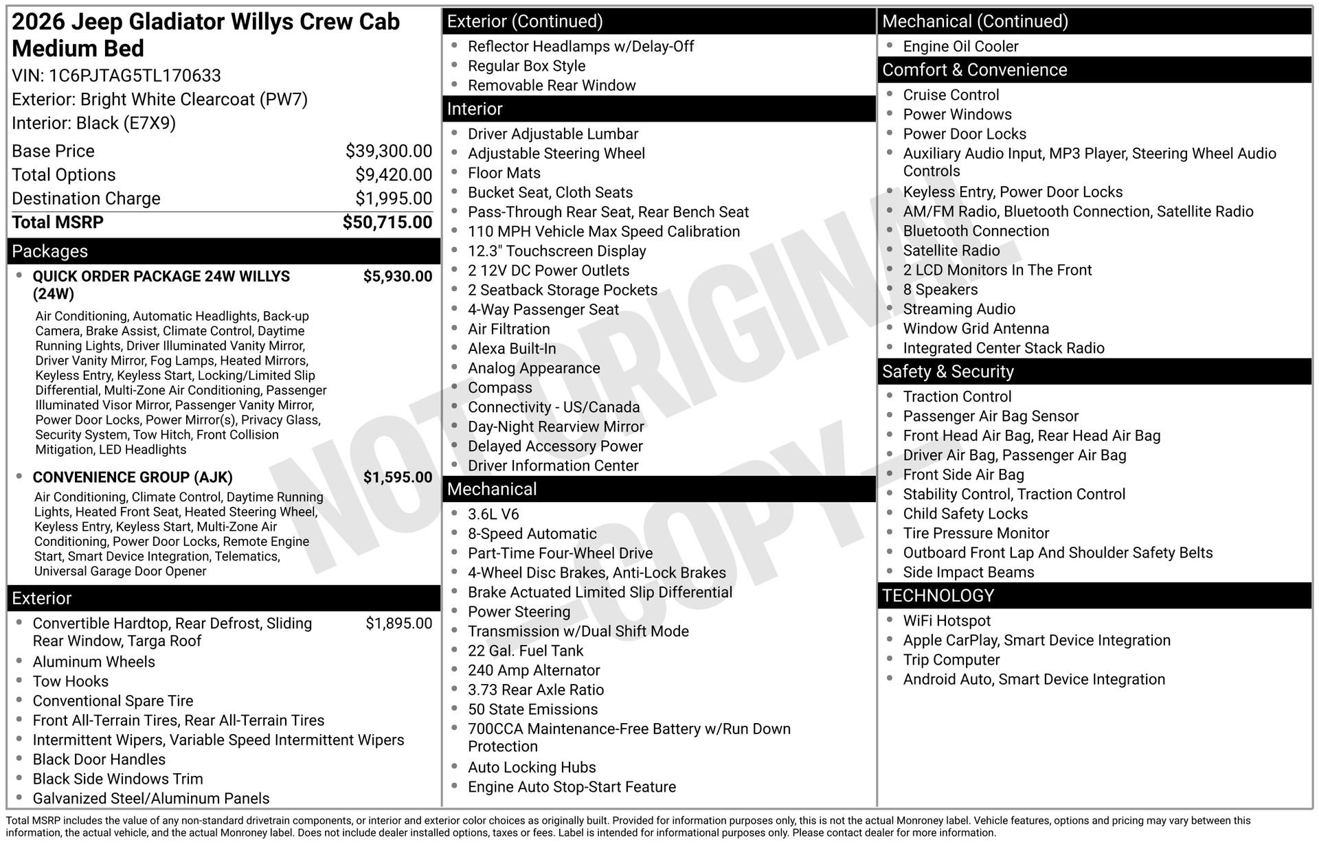 New 2026 Jeep Gladiator Sport AWD/4WD image 3