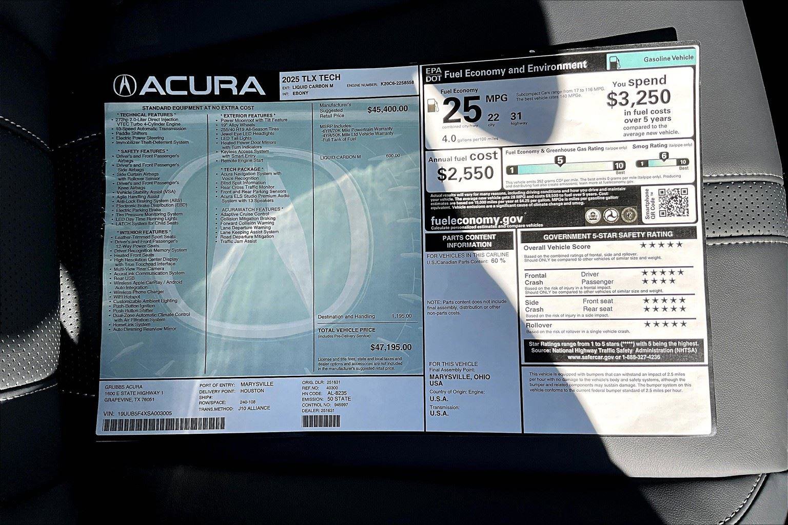 New 2025 Acura TLX w/ Technology Package image 24