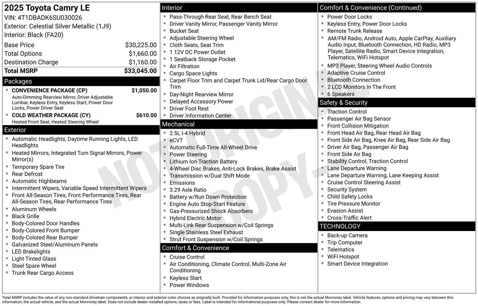 Used 2025 Toyota Camry LE w/ Convenience Package AWD/4WD image 42