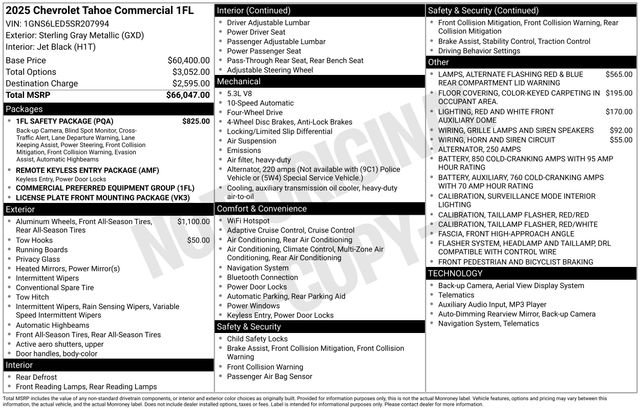 New 2025 Chevrolet Tahoe 4WD w/ 1FL Safety Package image 3