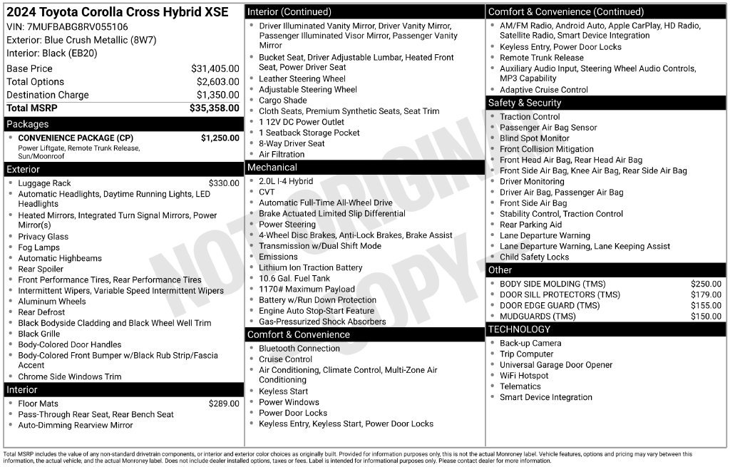 Used 2024 Toyota Corolla Cross AWD Hybrid w/ Convenience Package image 34