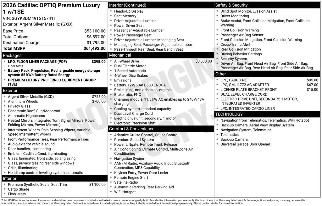 New 2026 Cadillac Optiq Luxury 2 w/ LPO, Floor Liner Package AWD/4WD image 46