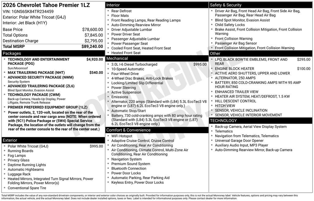 New 2026 Chevrolet Tahoe Premier AWD/4WD image 26