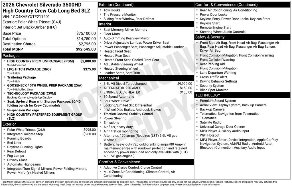 Used 2026 Chevrolet Silverado 3500 High Country w/ High Country Premium Package AWD/4WD image 25