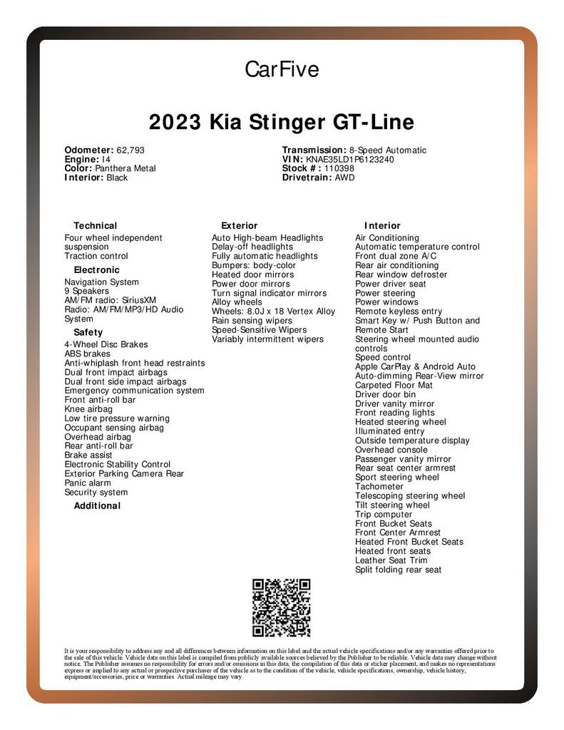Used 2023 Kia Stinger GT-Line AWD/4WD image 31