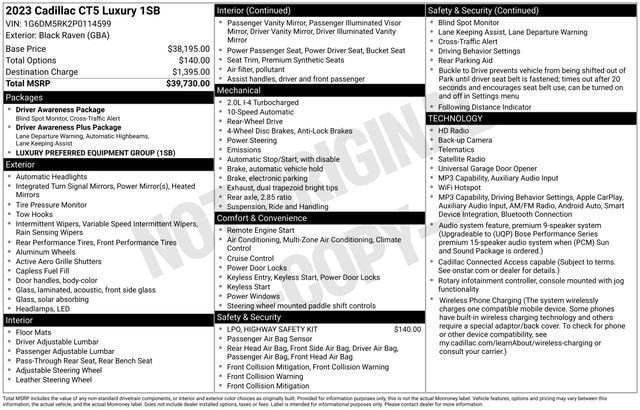 Certified 2023 Cadillac CT5 Luxury RWD image 34