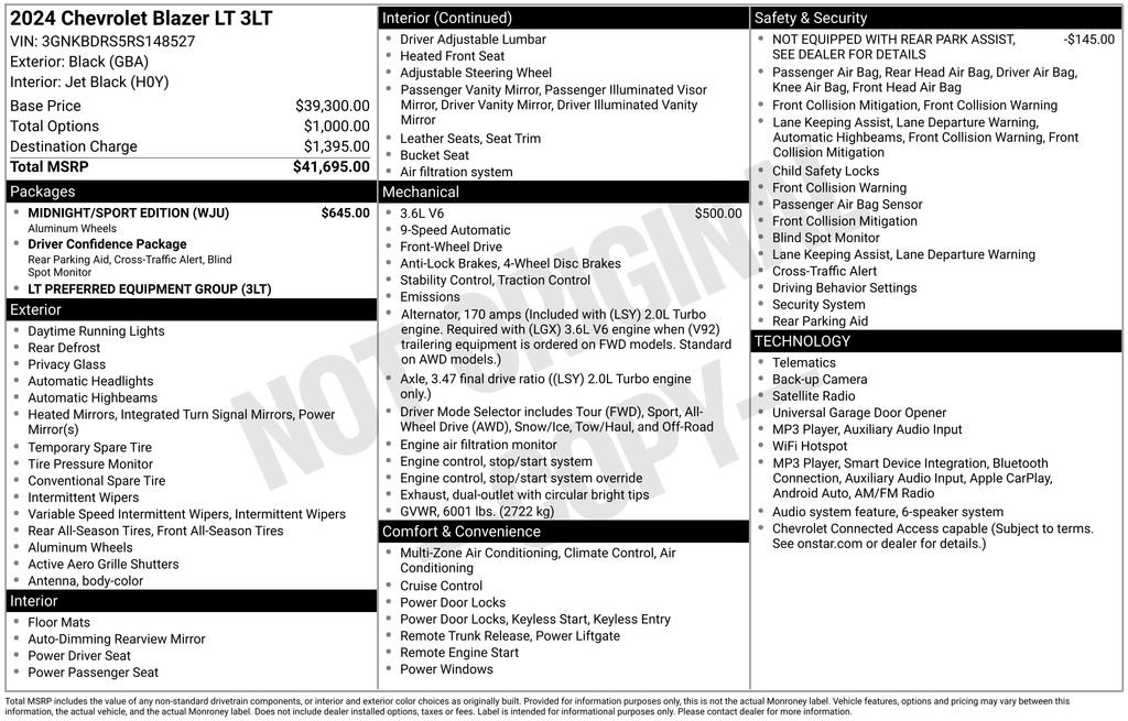 Used 2024 Chevrolet Blazer LT w/ Midnight/Sport Edition FWD image 34