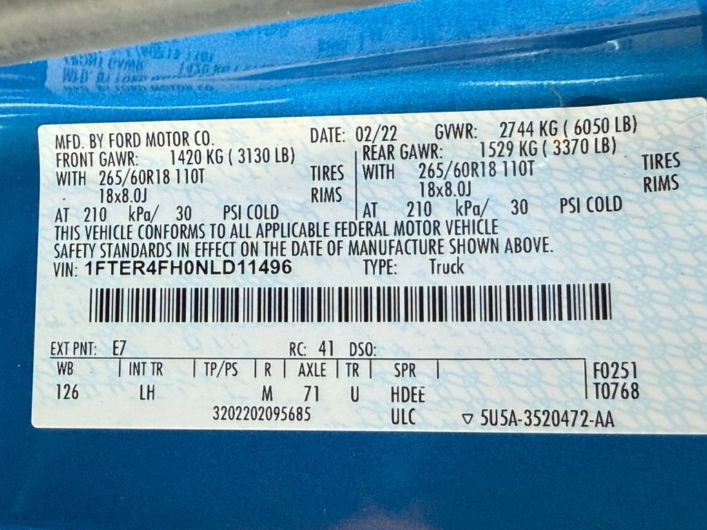 Certified 2022 Ford Ranger XLT w/ Equipment Group 301A Mid image 27