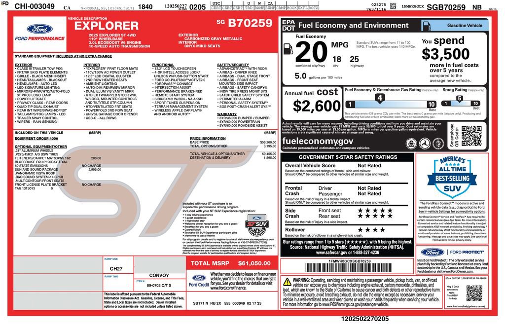 Used 2025 Ford Explorer ST w/ Sun And Sound Package AWD/4WD image 4