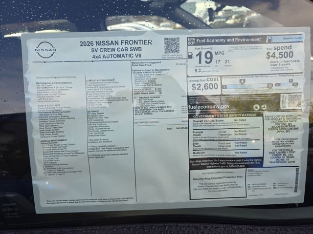 New 2026 Nissan Frontier SV w/ All-Weather Content Package image 35