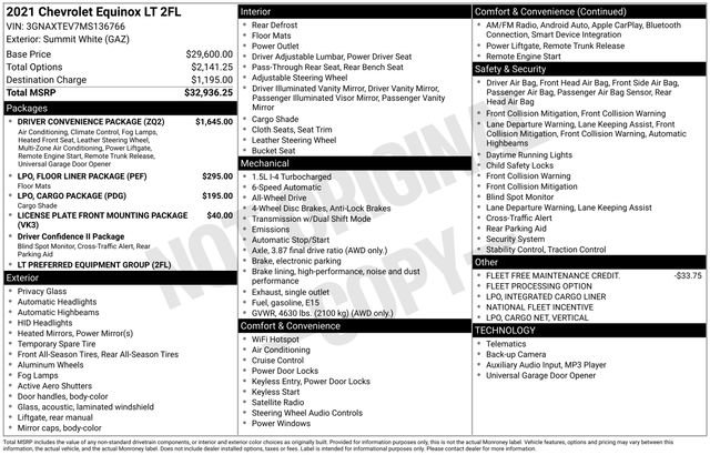 Used 2021 Chevrolet Equinox LT w/ Driver Convenience Package image 34
