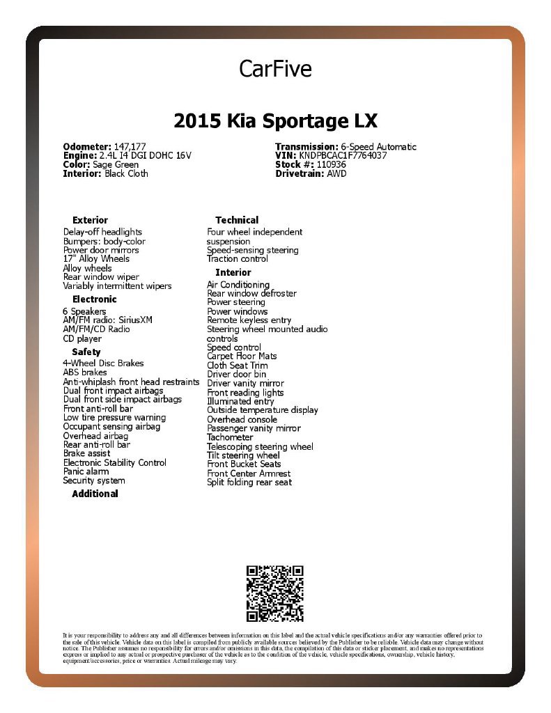 Used 2015 Kia Sportage LX AWD/4WD image 27