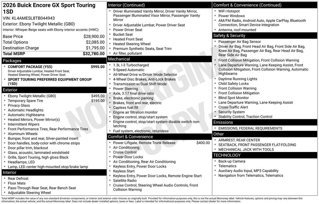 New 2026 Buick Encore GX Sport Touring w/ Comfort Package image 35