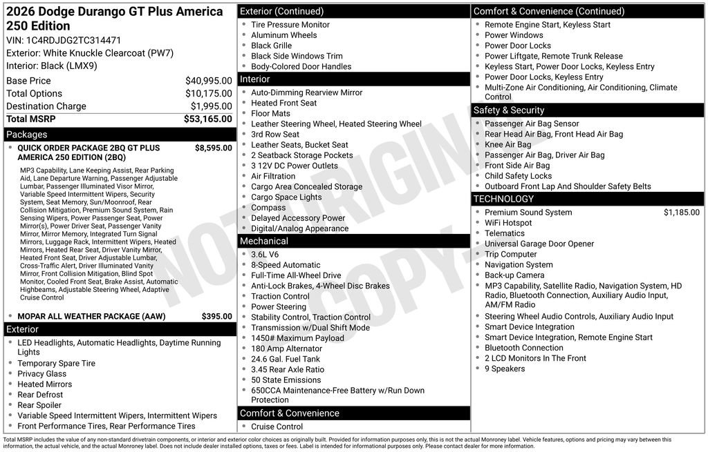 New 2026 Dodge Durango GT AWD/4WD image 3