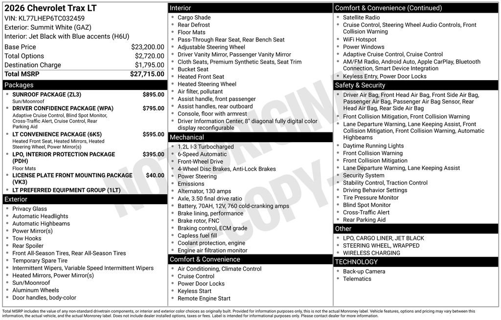 New 2026 Chevrolet Trax LT w/ Sunroof Package image 2