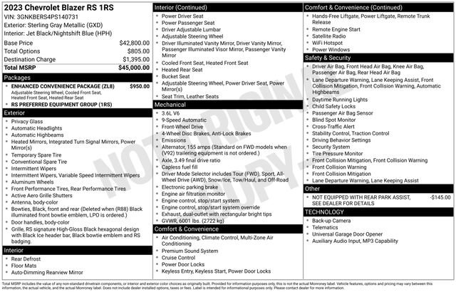 Used 2023 Chevrolet Blazer RS w/ Enhanced Convenience Package image 7