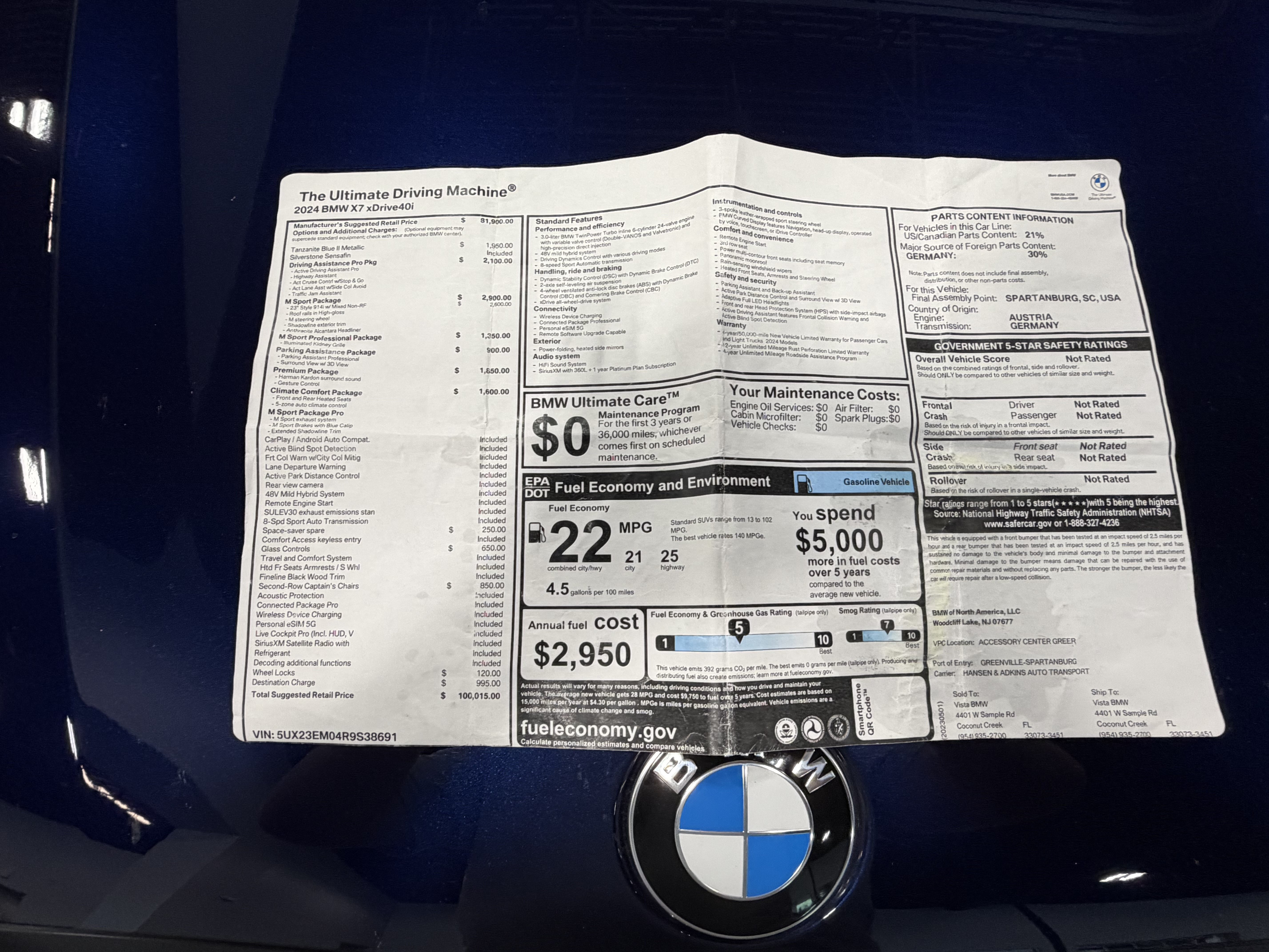 Used 2024 BMW X7 xDrive40i w/ M Sport Package AWD/4WD image 7