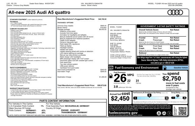 Used 2025 Audi A5 Prestige AWD/4WD image 3
