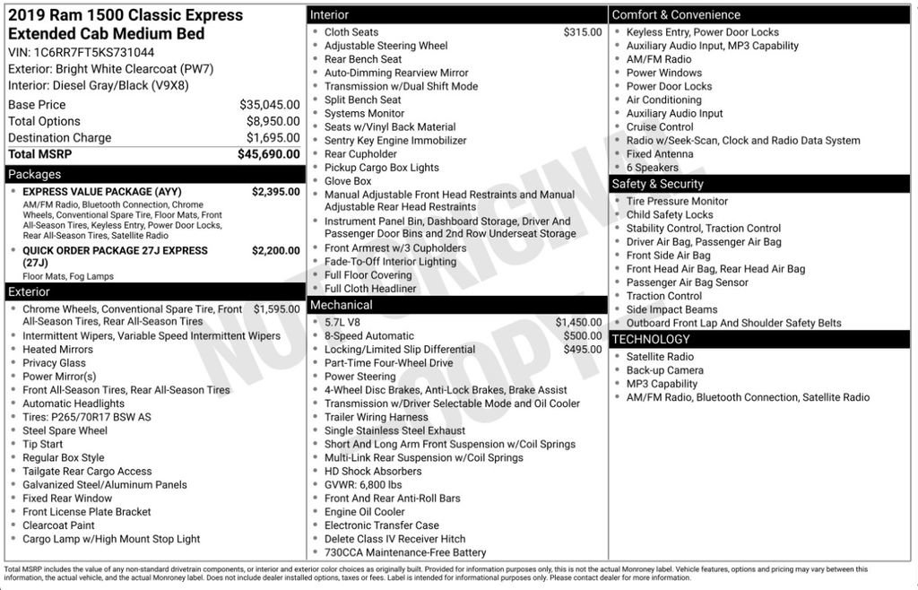 Used 2019 RAM 1500 Express w/ Express Value Package AWD/4WD image 2