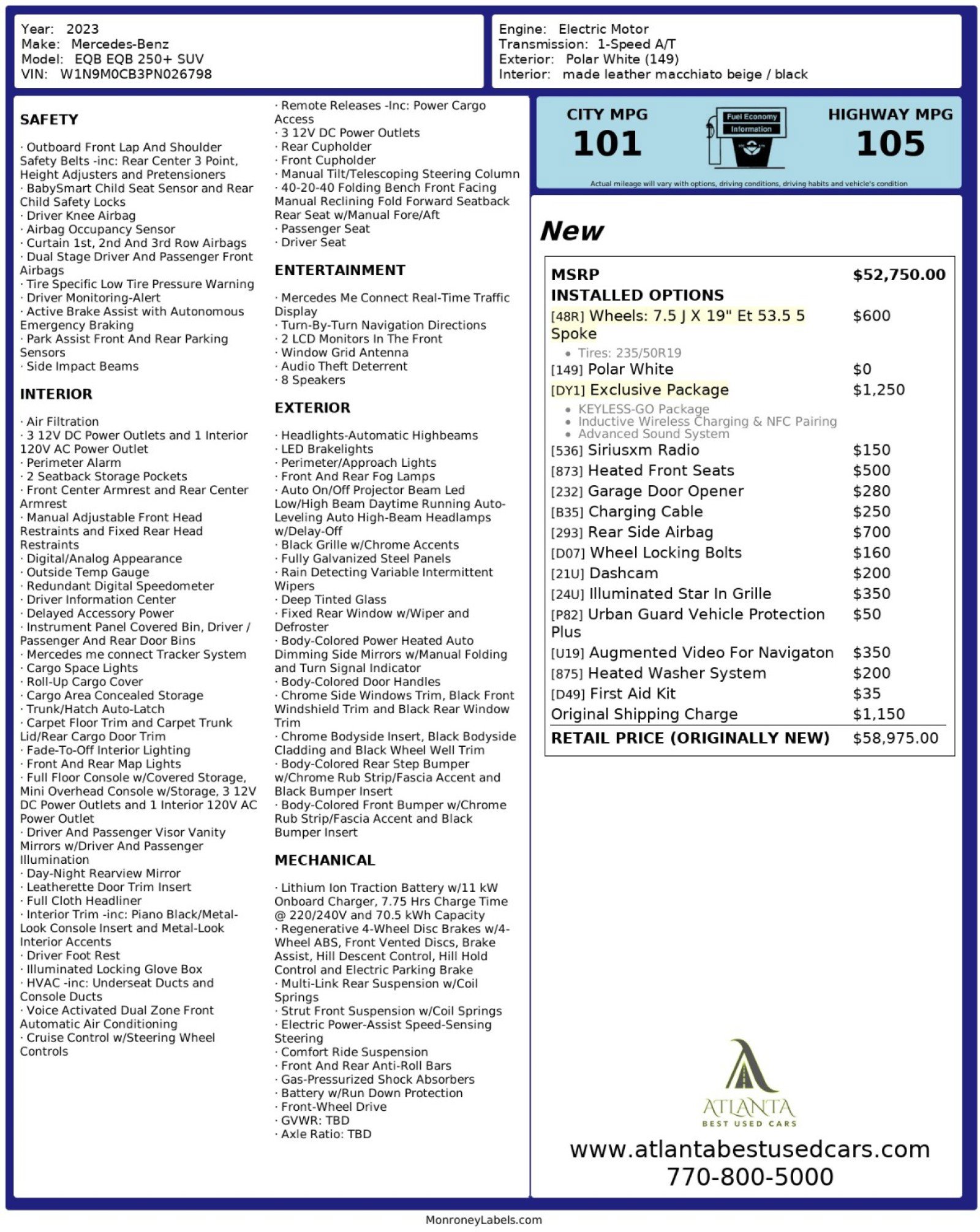 Used 2023 Mercedes-Benz EQB 250+ EQB 250+ w/ Exclusive Package image 56