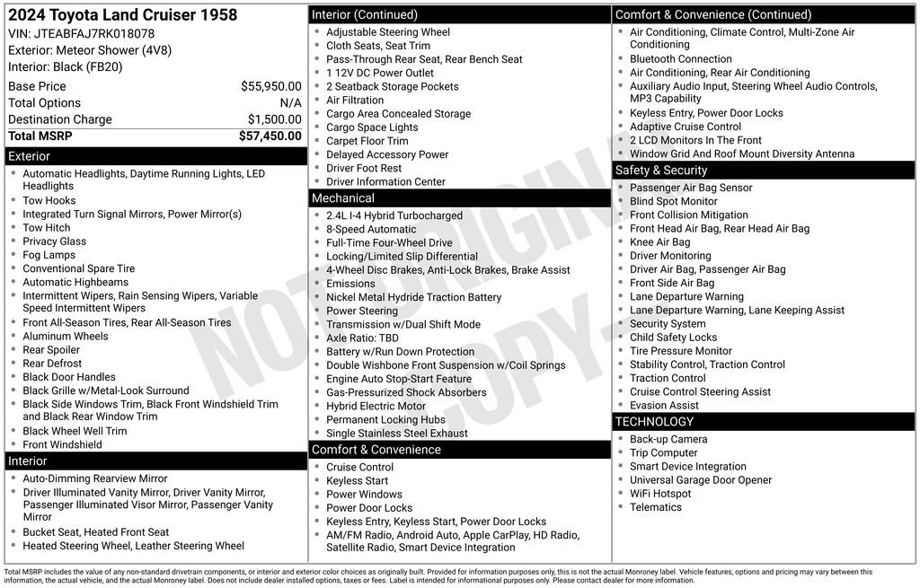 Used 2024 Toyota Land Cruiser 1958 AWD/4WD image 27