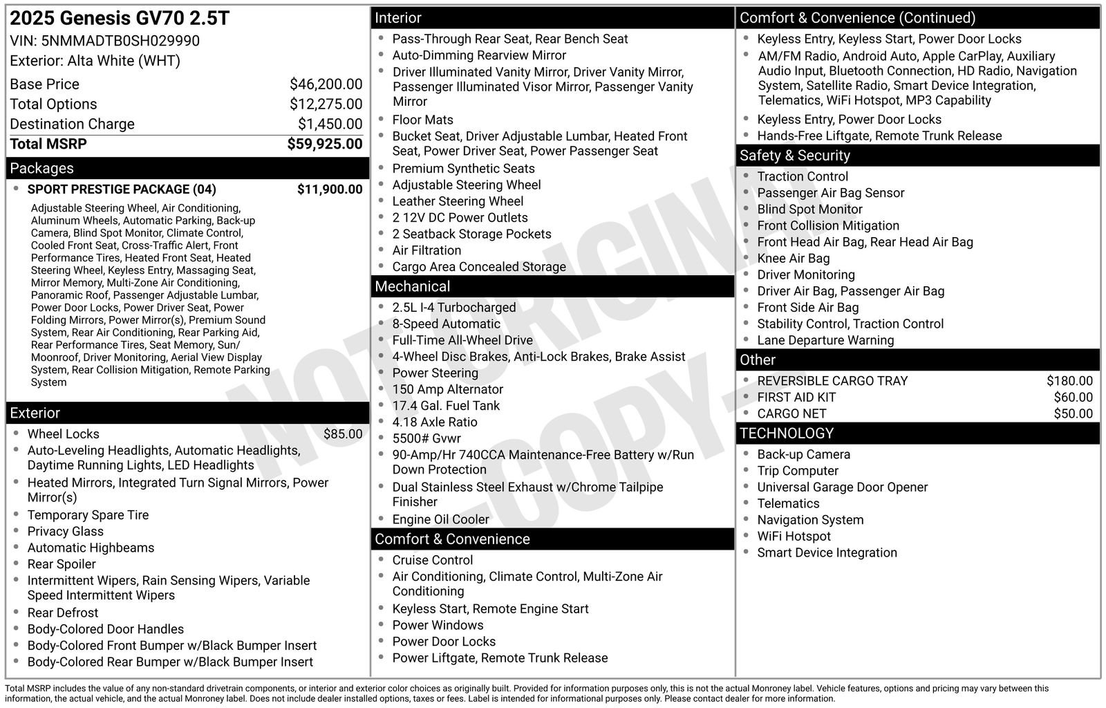 Used 2025 Genesis GV70 2.5T Sport Prestige w/ Sport Prestige Package image 35