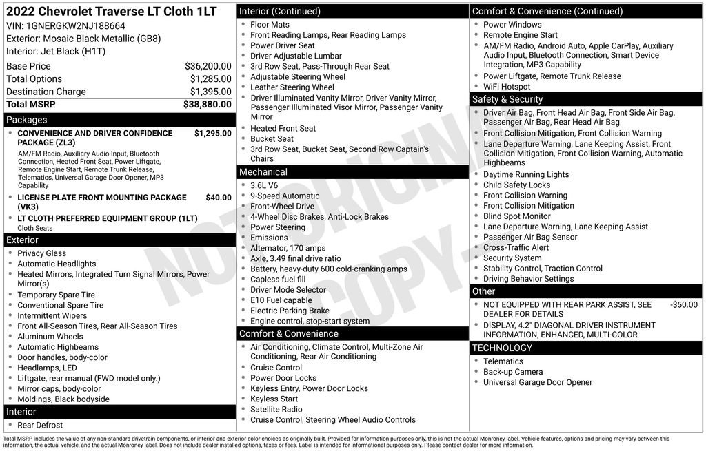 Used 2022 Chevrolet Traverse LT FWD image 36