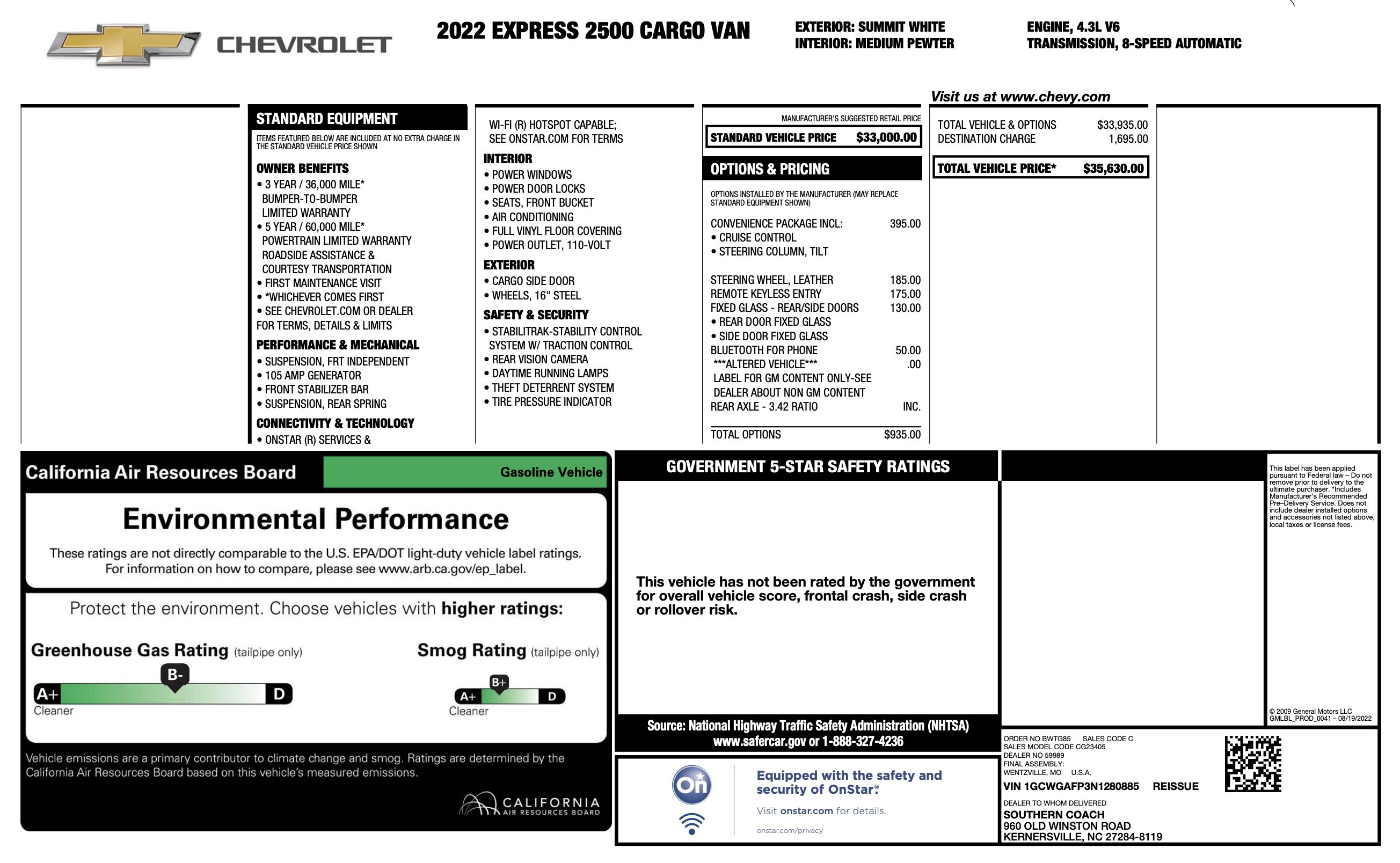 Used 2022 Chevrolet Express 2500 w/ Driver Convenience Package RWD image 4