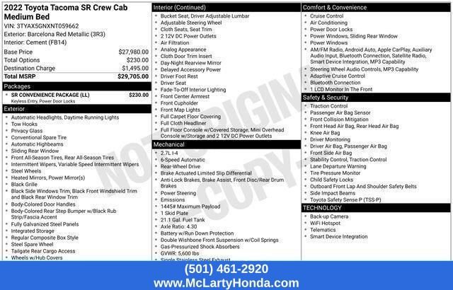 Used 2022 Toyota Tacoma SR w/ SR Convenience Package RWD image 31