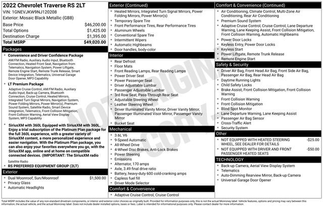 Certified 2022 Chevrolet Traverse RS AWD/4WD image 36