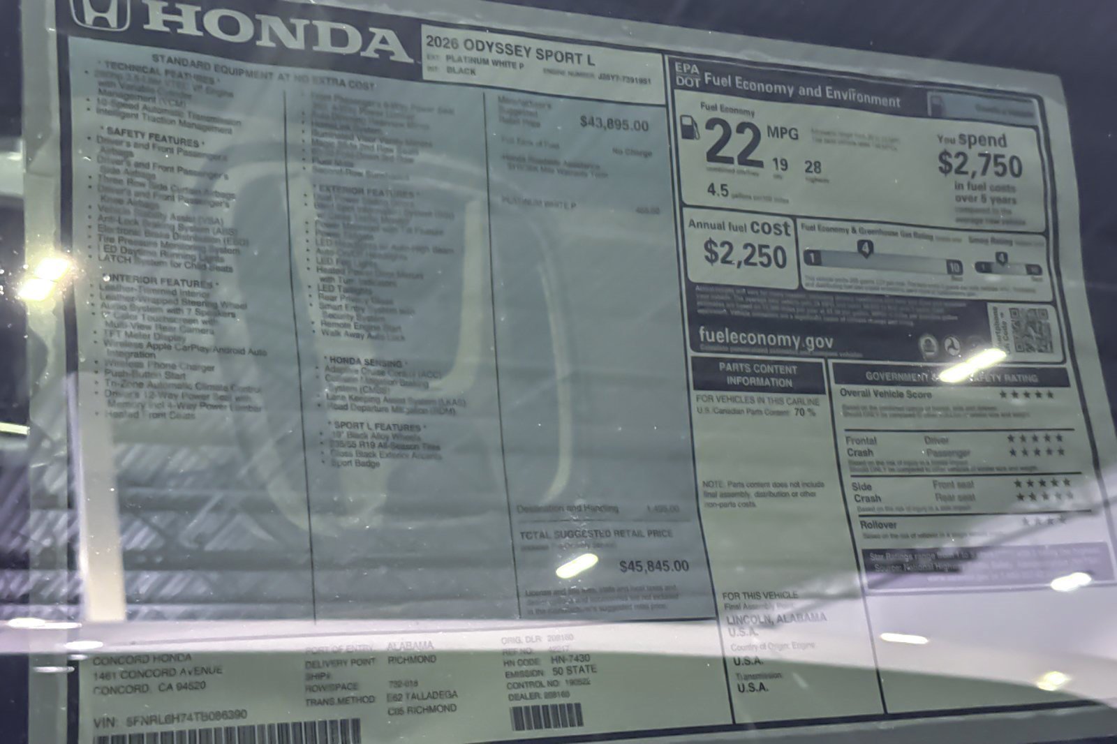 New 2026 Honda Odyssey Sport-L image 34
