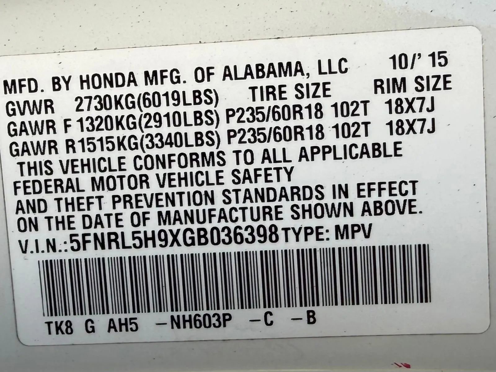 Used 2016 Honda Odyssey Touring image 16