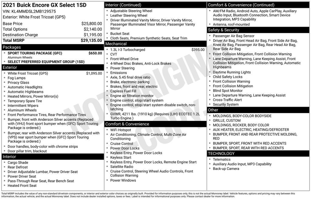 Certified 2021 Buick Encore GX Select w/ Sport Touring Package FWD image 22