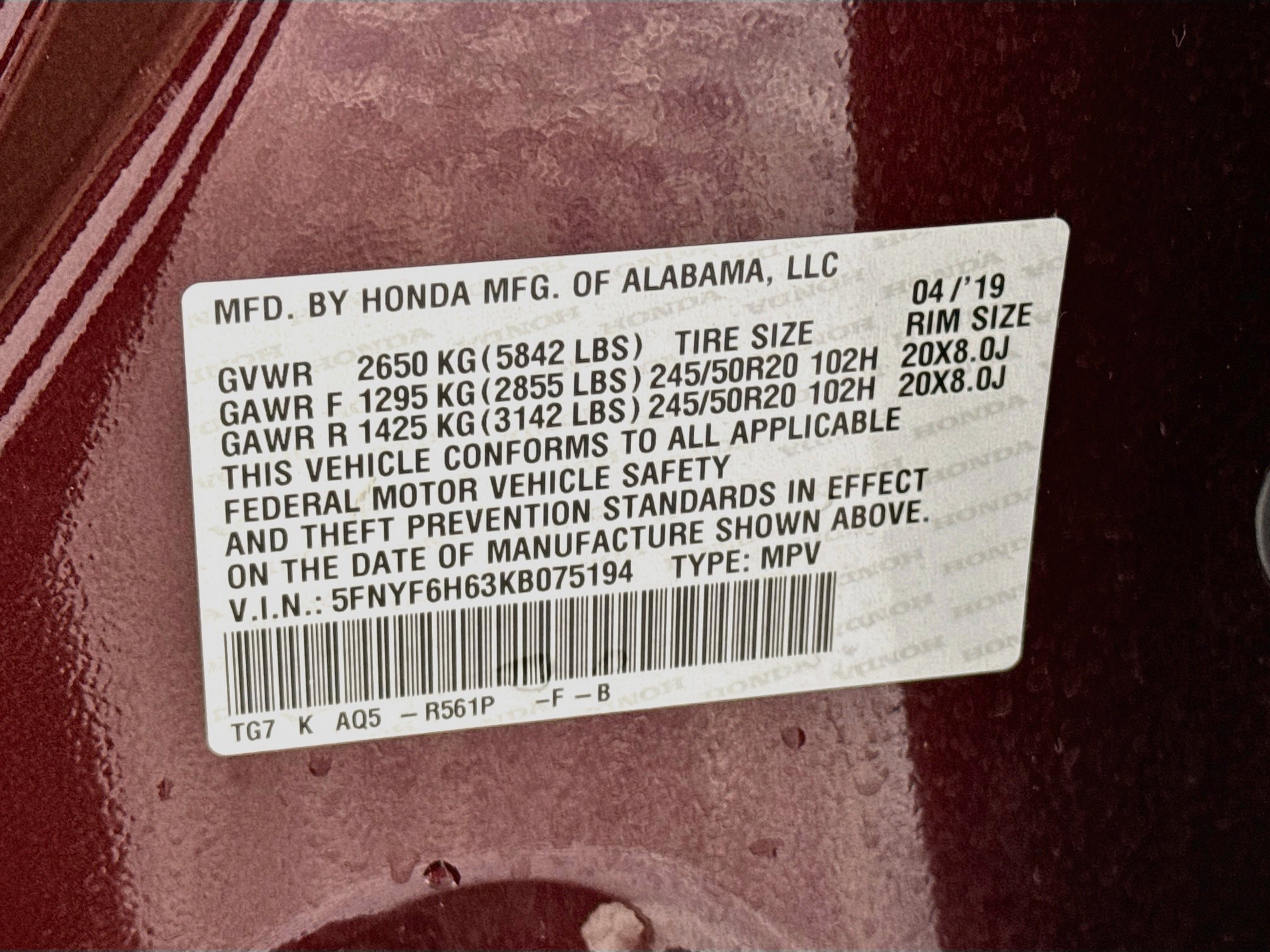Certified 2019 Honda Pilot Touring image 34