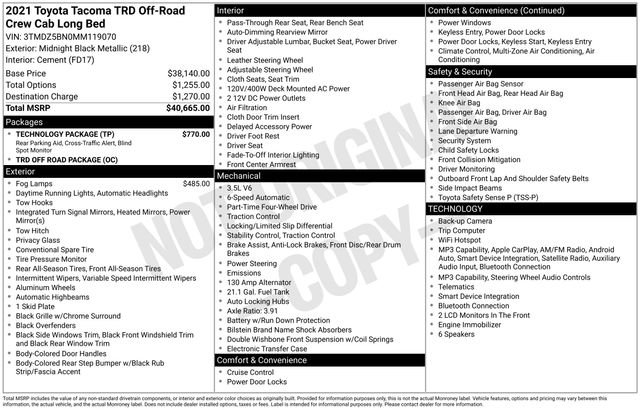 Used 2021 Toyota Tacoma TRD Off-Road w/ Technology Package AWD/4WD image 5