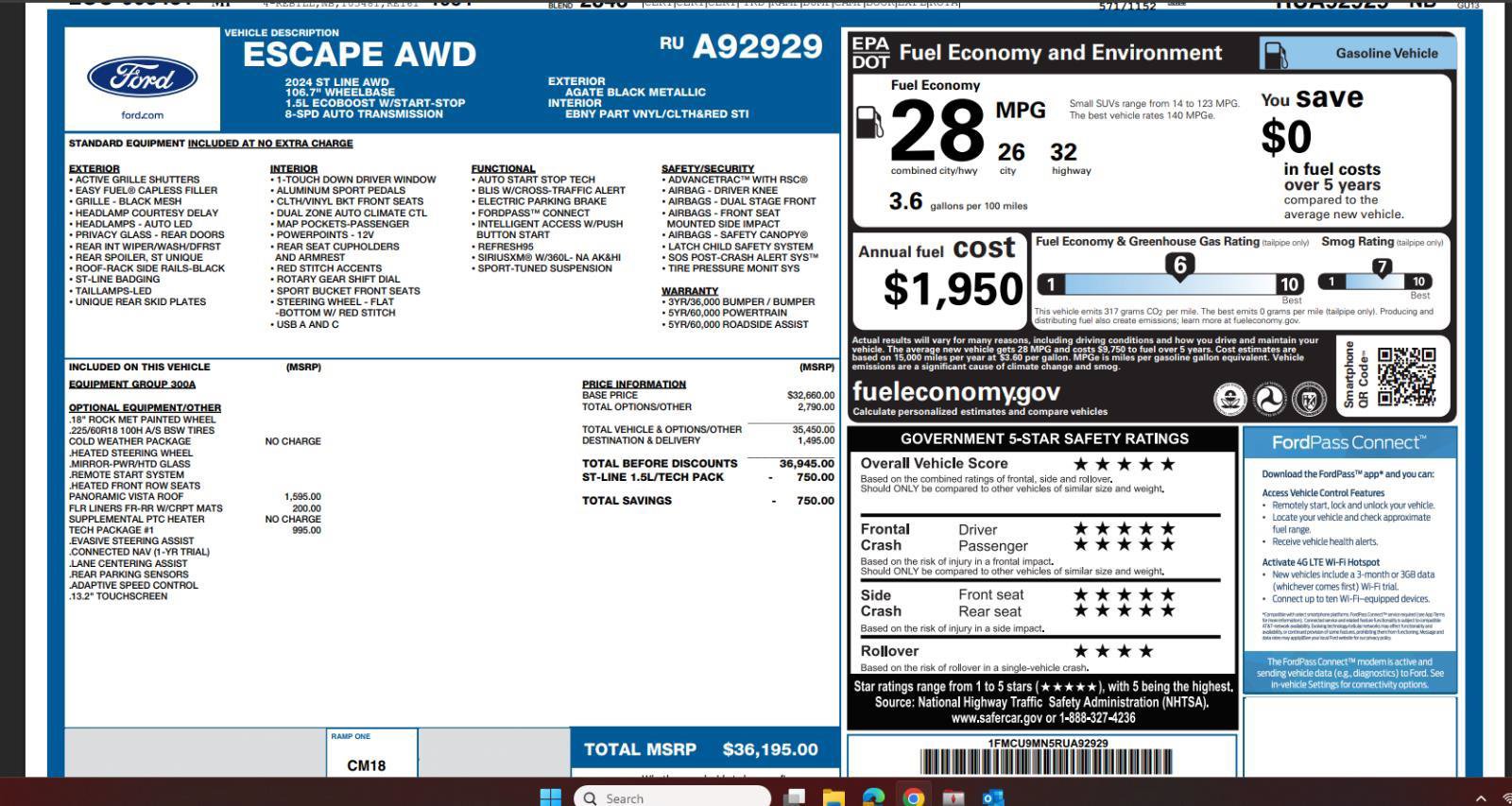 Used 2024 Ford Escape ST-Line w/ Tech Pack #1 AWD/4WD image 4