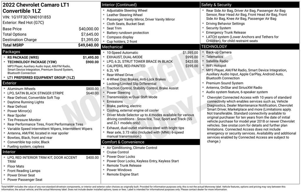 Certified 2022 Chevrolet Camaro LT w/ RS Package RWD image 5
