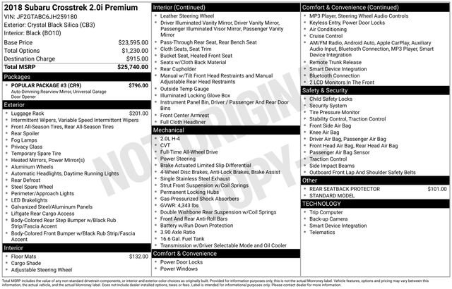 Used 2018 Subaru Crosstrek 2.0i Premium w/ Popular Package #3 AWD/4WD image 32