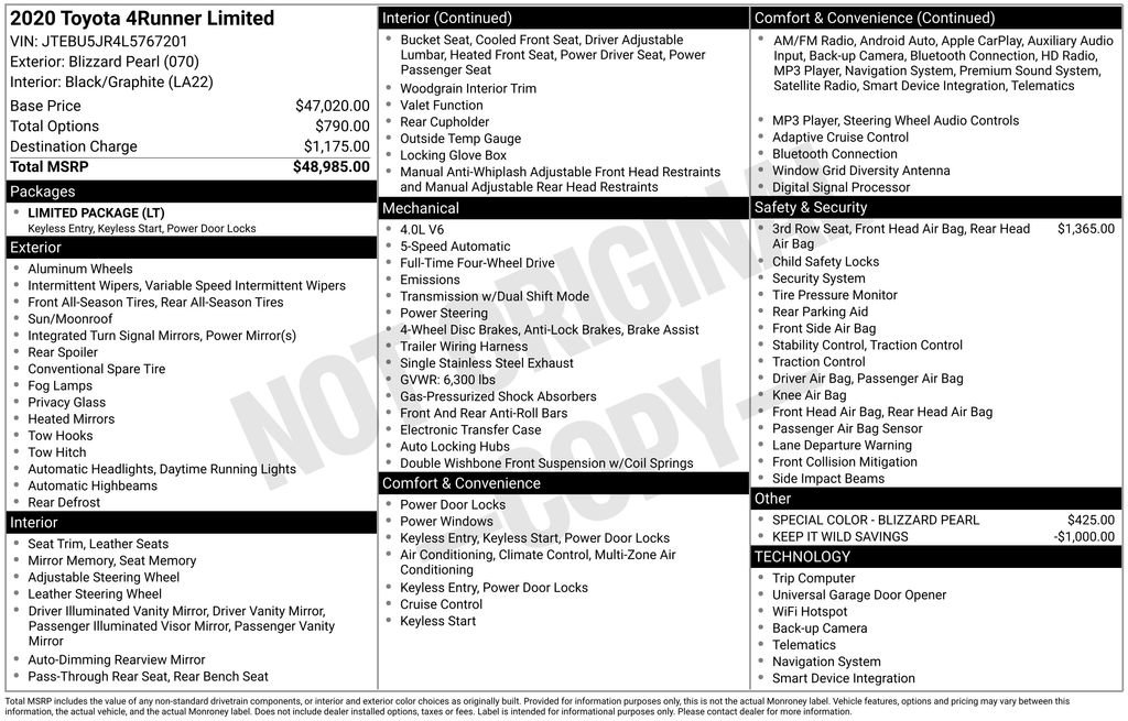 Used 2020 Toyota 4Runner Limited image 51