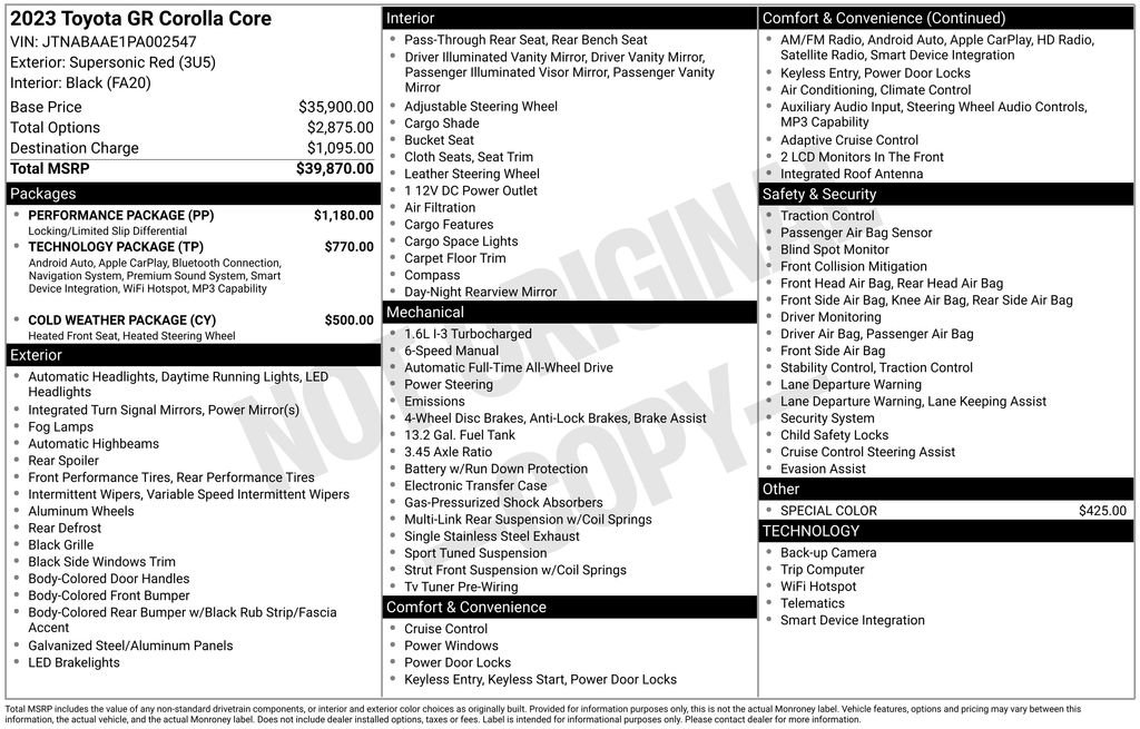 Used 2023 Toyota Corolla GR w/ Performance Package image 44