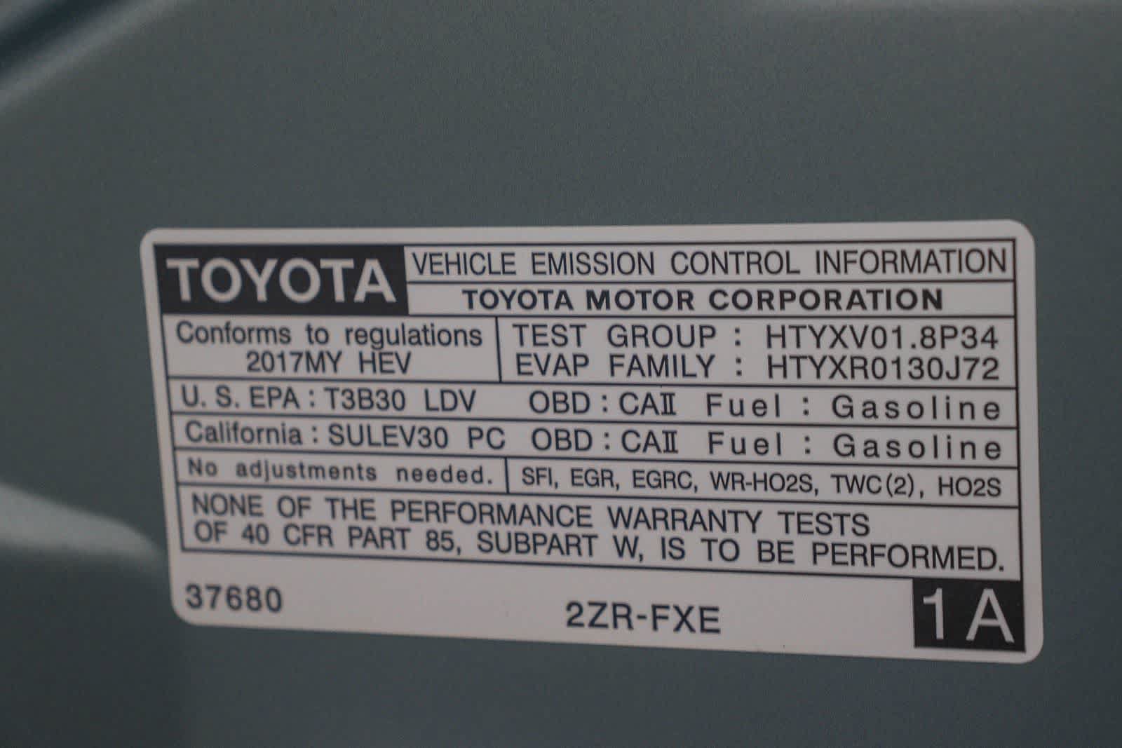 Certified 2017 Toyota Prius Two w/ Carpet Mat Package FWD image 29