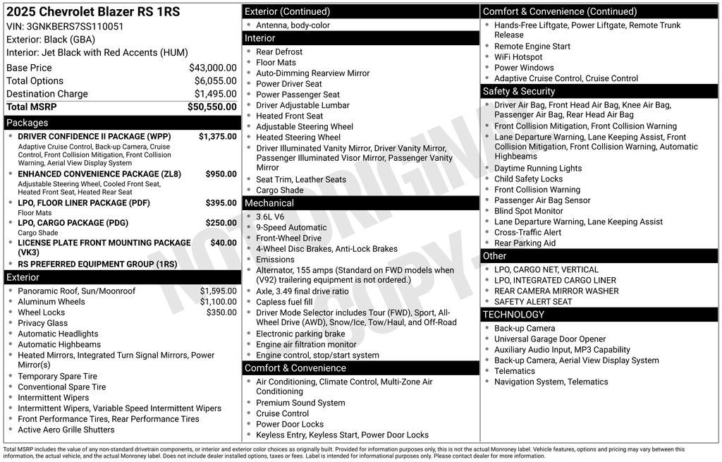 Used 2025 Chevrolet Blazer RS w/ Driver Confidence II Package image 34